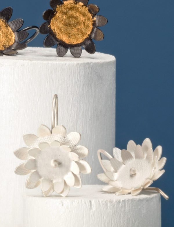 Two Layer Day Sunflower Earrings – Silver