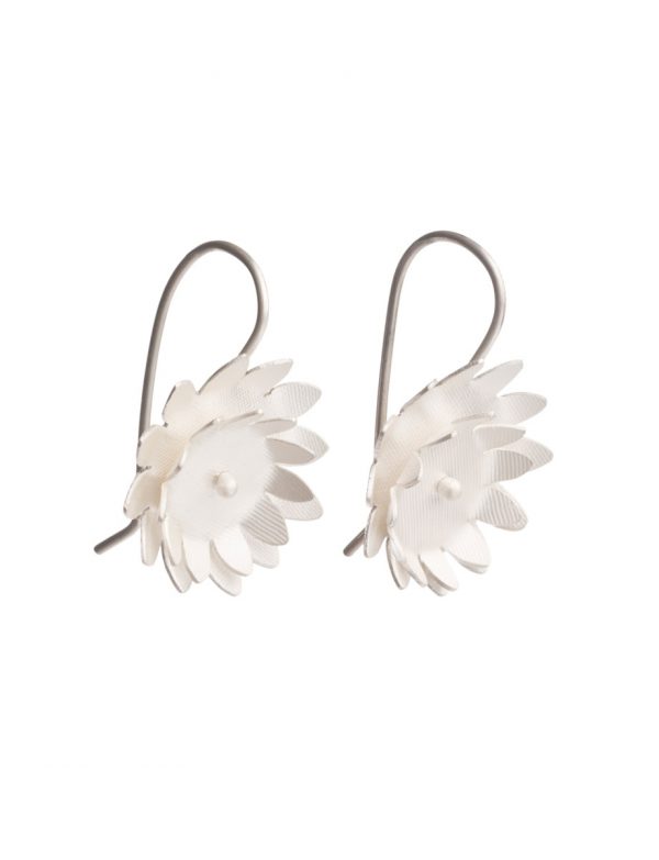 Two Layer Day Sunflower Earrings – Silver