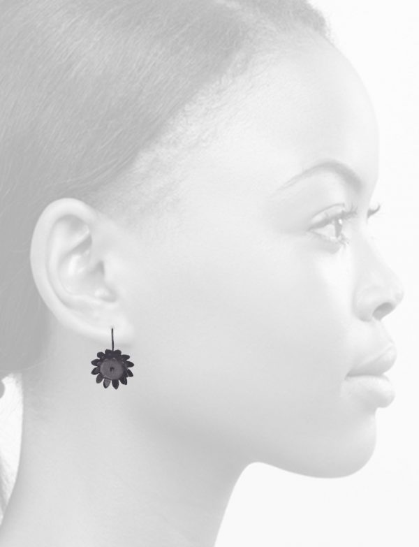 Day & Night Sunflower Hook Earrings – Black