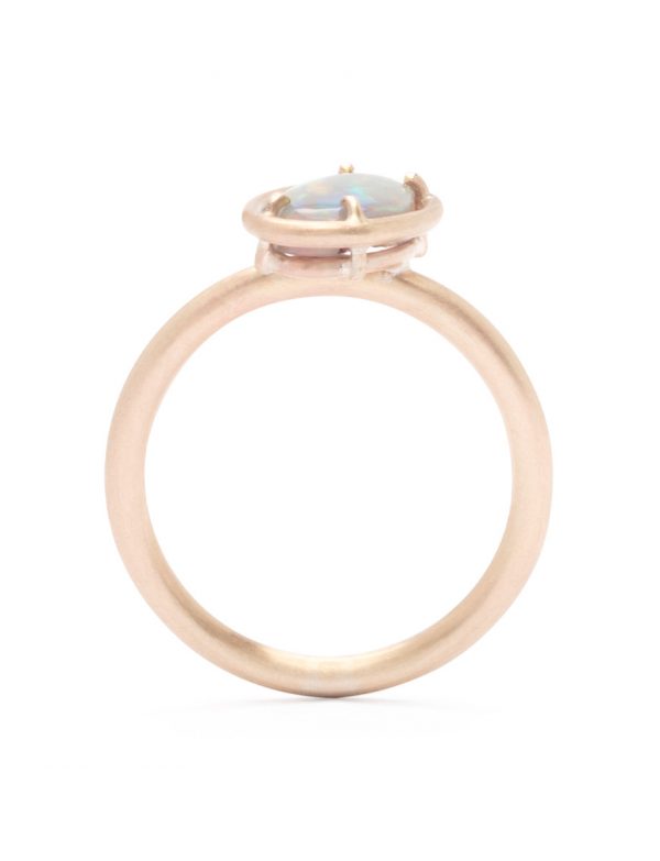 Angled Lightning Ridge Opal Ring – Yellow Gold
