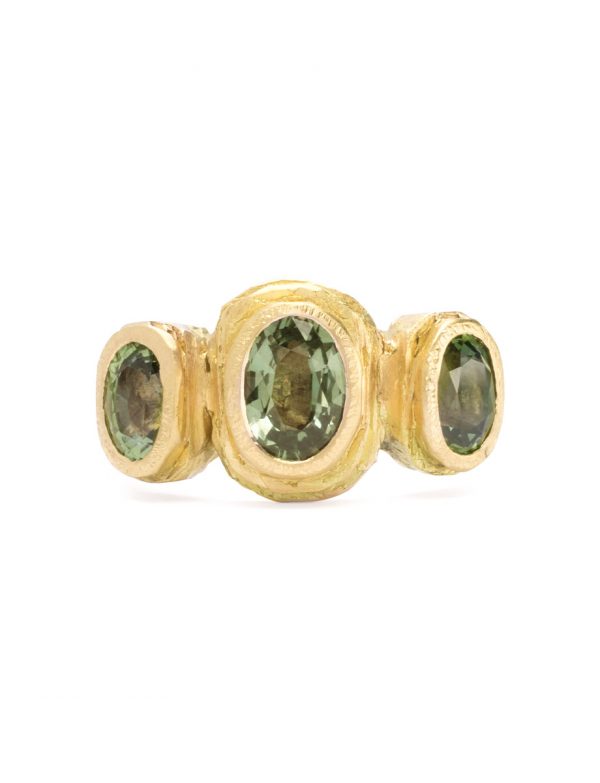 Corina Ring – Gold & Green Sapphires