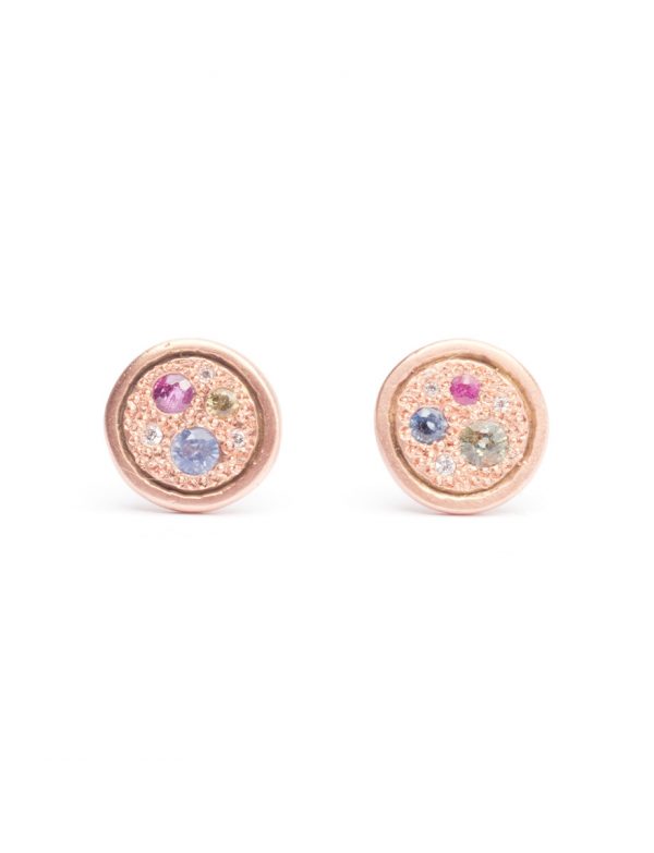 Eternal Love Stud Earrings – Rose Gold, Sapphires & Diamonds