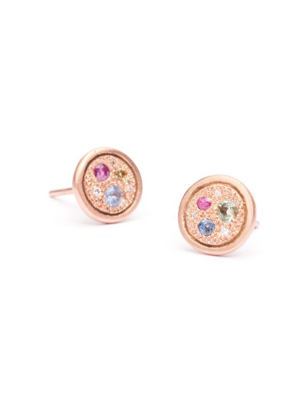 Eternal Love Stud Earrings – Rose Gold, Sapphires & Diamonds