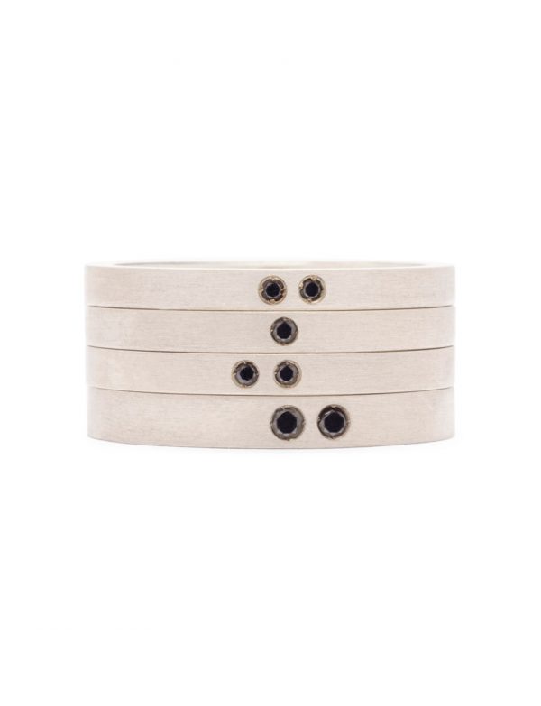 Event Horizon Four Stack Ring – Silver & Black Diamonds