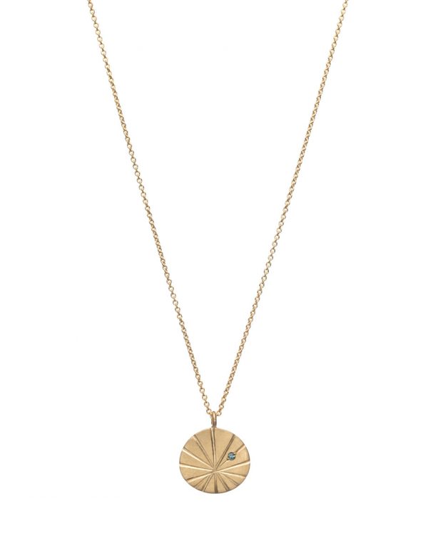 Fan Shell Pendant Necklace – Gold & Blue Sapphire
