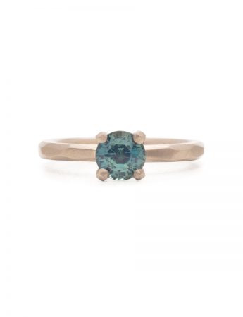 Four Claw Ring – White Gold & Teal Sapphire