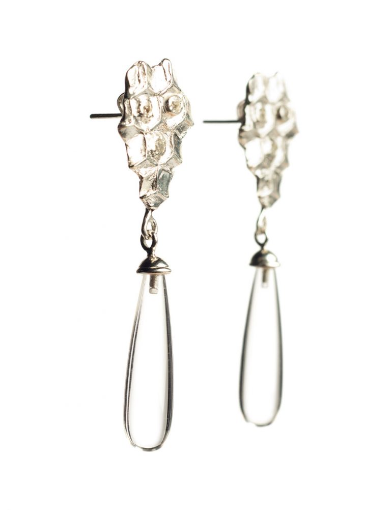 Honey Drop Earrings – White Sapphire & Rock Crystal