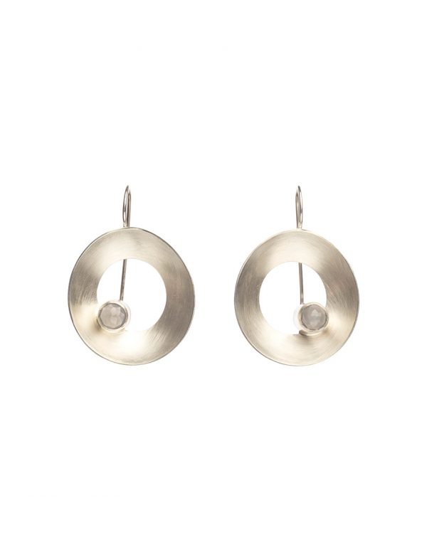 Large Open Sea Dish Hook Earrings – Rose Cut Moonstone