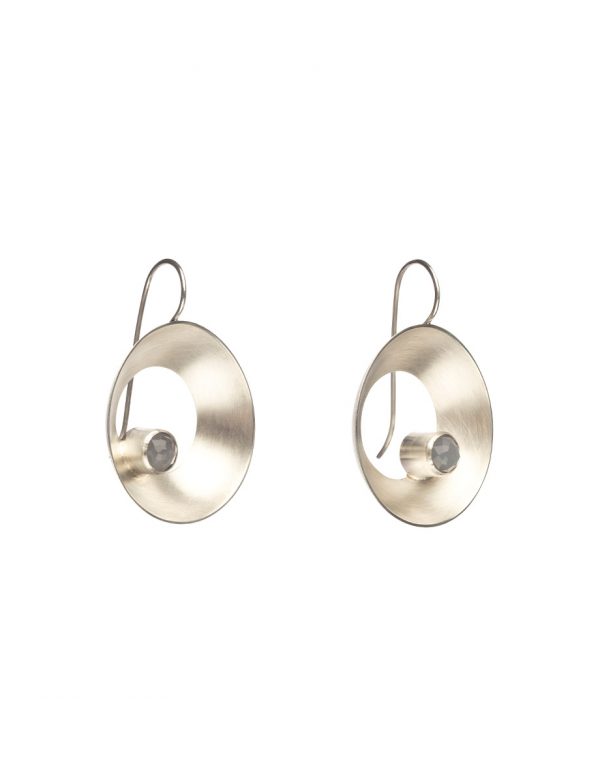 Large Open Sea Dish Hook Earrings – Rose Cut Moonstone