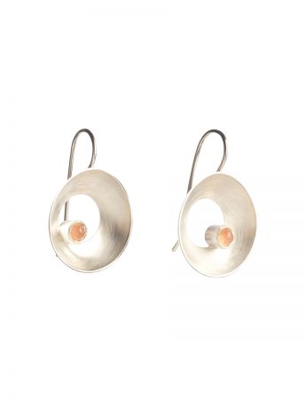 Medium Open Sea Dish Hook Earrings – Rose Cut Peach Moonstone