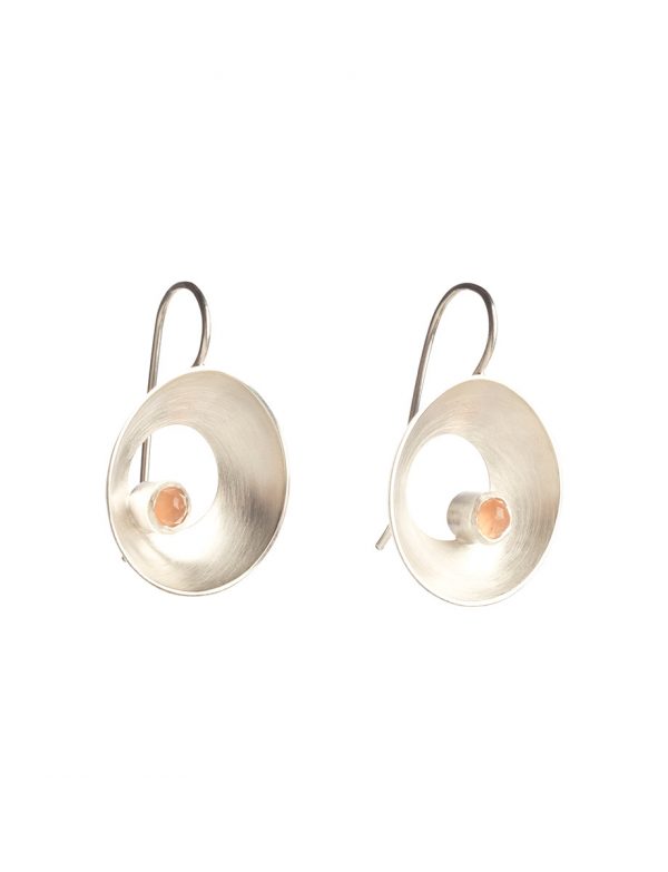 Medium Open Sea Dish Hook Earrings – Rose Cut Peach Moonstone