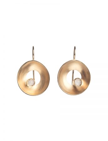 Open Sea Dish Hook Earrings – Gold & Rose Cut Moonstone