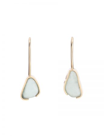 Pale Blue Beach Glass Earrings – Yellow Gold