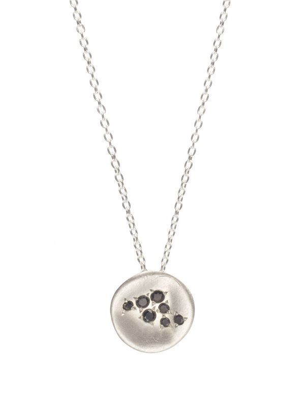 Posy Pendant Necklace – Silver & Black Diamonds