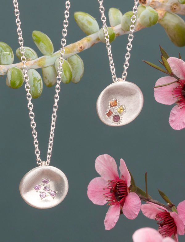 Posy Pendant Necklace – Silver & Pink Sapphires