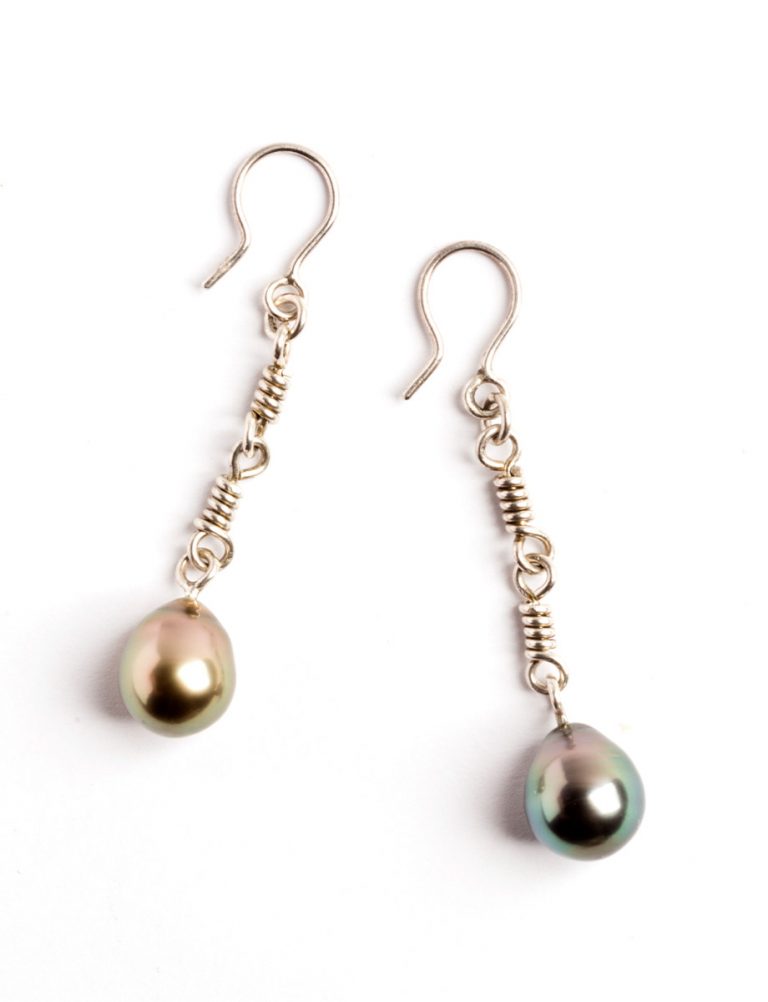 Swivel Drop Earrings – Silver & Tahitian Pearls