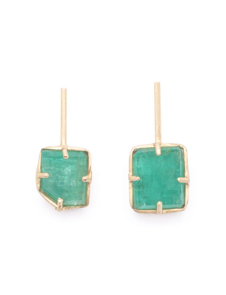 Textura Asymmetry Earrings – Emerald