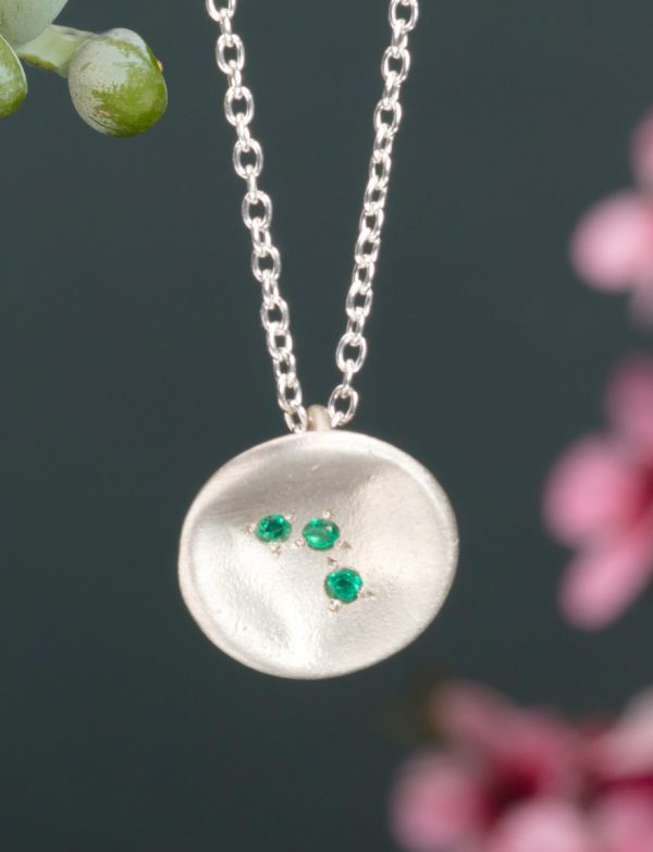 Posy Pendant Necklace – Silver & Emeralds
