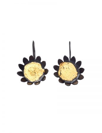 Day Sunflower Hook Earrings – Black & Gold