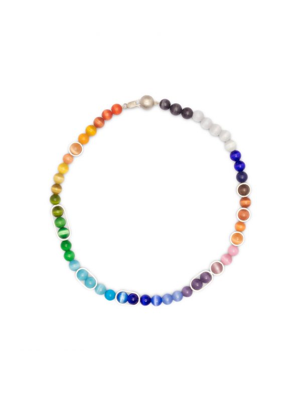 Rainbow Princess Choker – Sterling Silver & Fibre Optic Glass