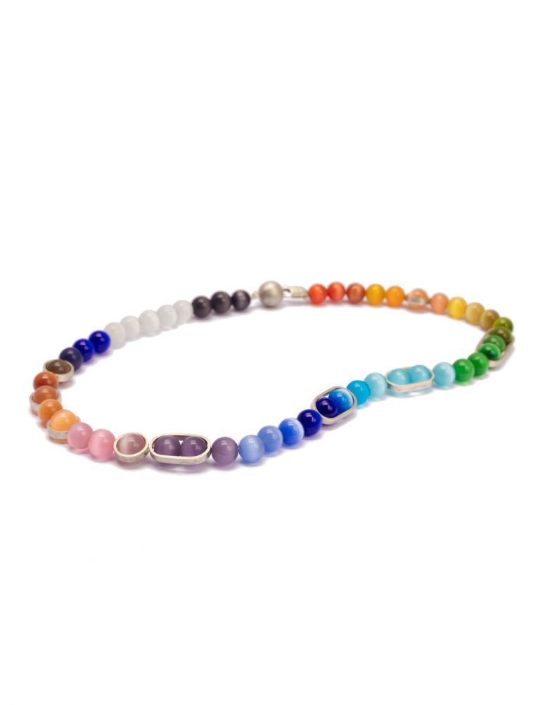 Rainbow Princess Choker – Sterling Silver & Fibre Optic Glass