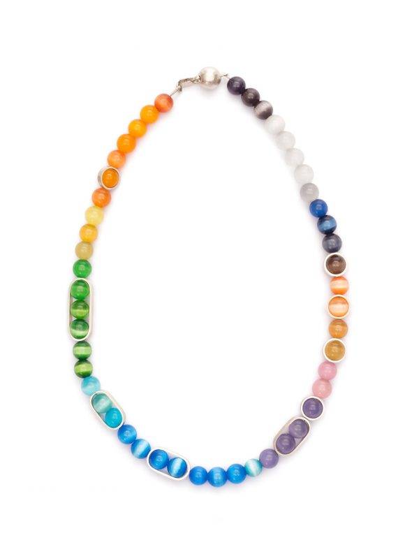 Rainbow Princess Choker – Sterling Silver & Fibre Optic Glass