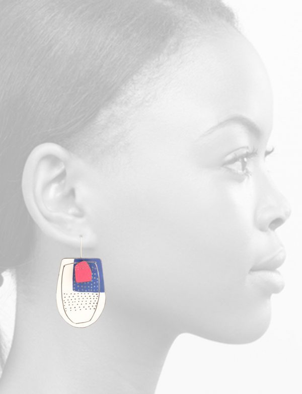 Apron Reversible Earrings – Blue, White, Pink and Soft Yellow