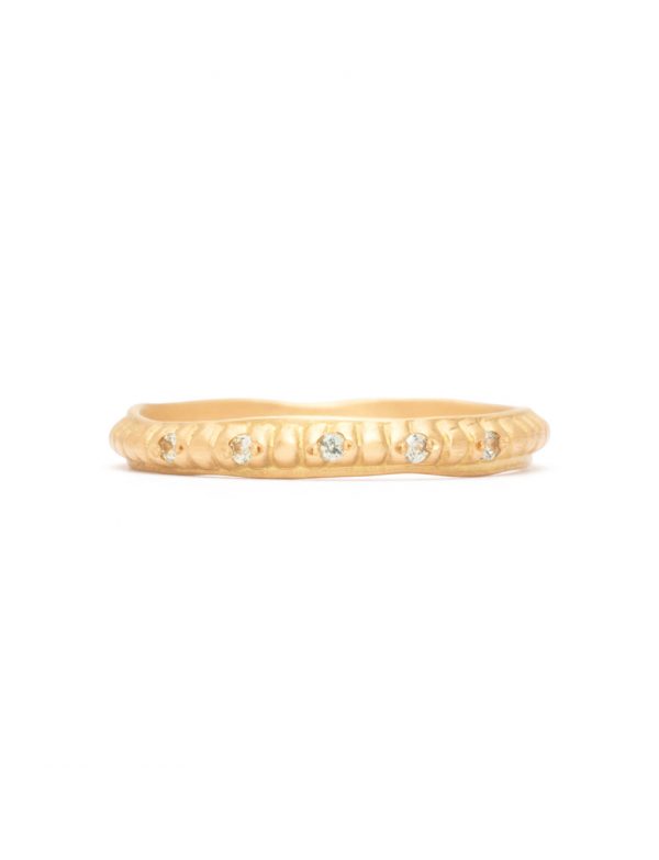 Istanbul Stitches Ring – Yellow Gold & Sapphires