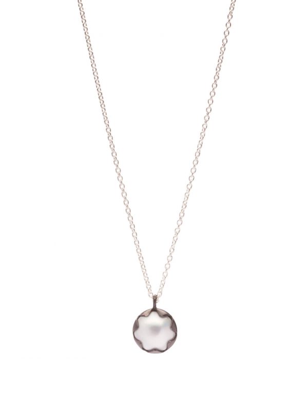 Small Corona Pendant – Oxidised Silver & Mabe Pearl
