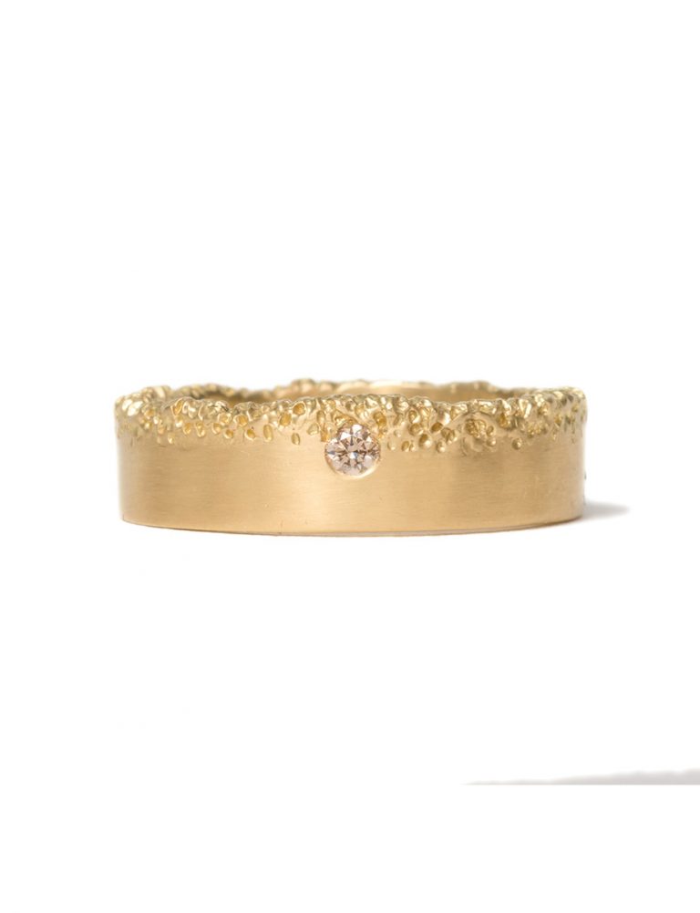 Eroded Edge Ring – Gold & Champagne Diamond