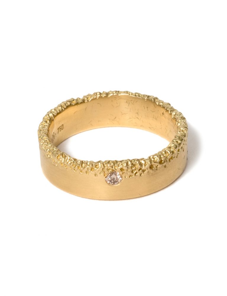 Eroded Edge Ring – Gold & Champagne Diamond