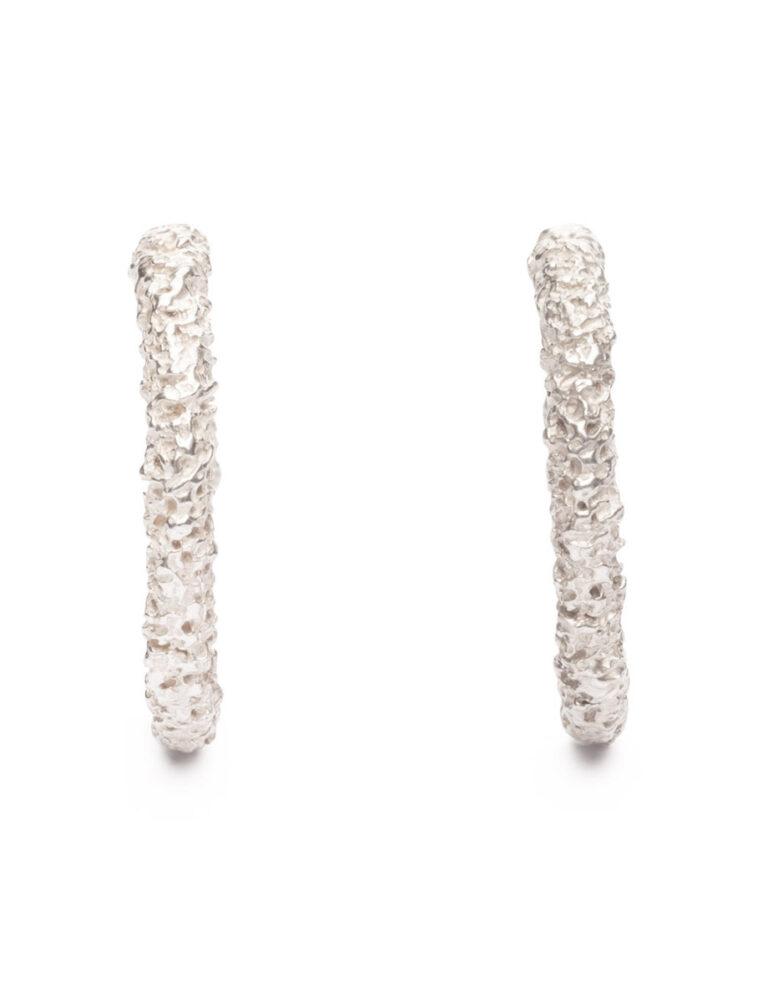 Sunken Hoop Earrings – Silver