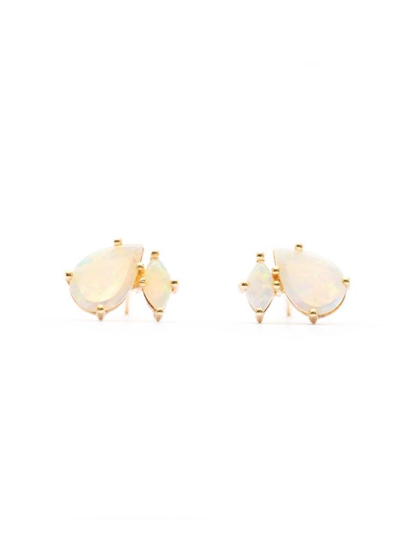 Teardrop & Marquise Opal Stud Earrings – Gold