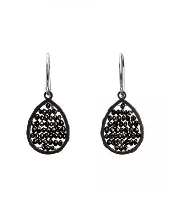 Teardrop Reef Earrings – Silver & Black Diamond