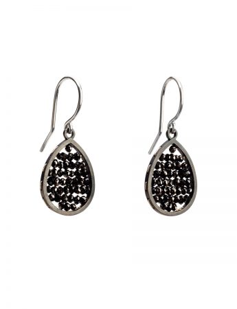 Teardrop Reef Earrings – Silver & Black Diamond