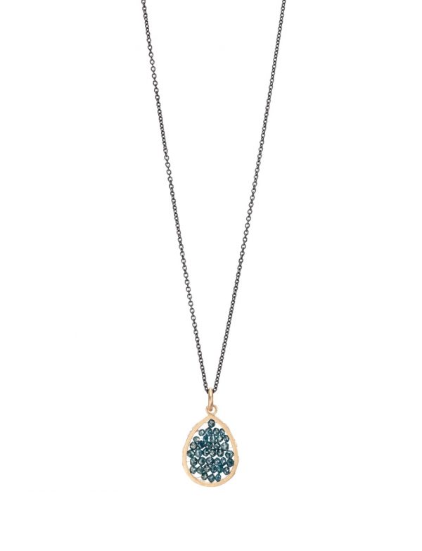 Teardrop Reef Necklace – Gold, Blue Diamonds & Silver