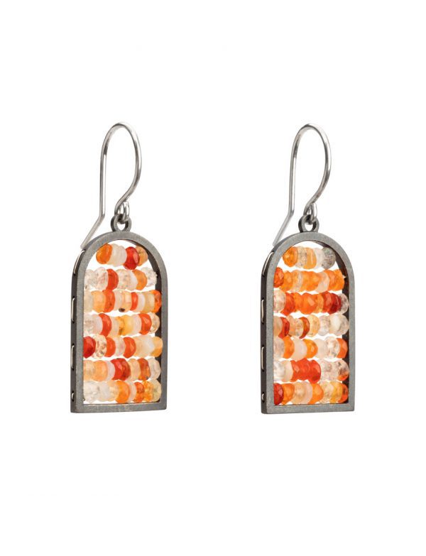 Small Arch Reef Earrings – Mexican Fire Opal Beads