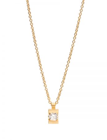 Curve Pendant Necklace – Gold & Diamond