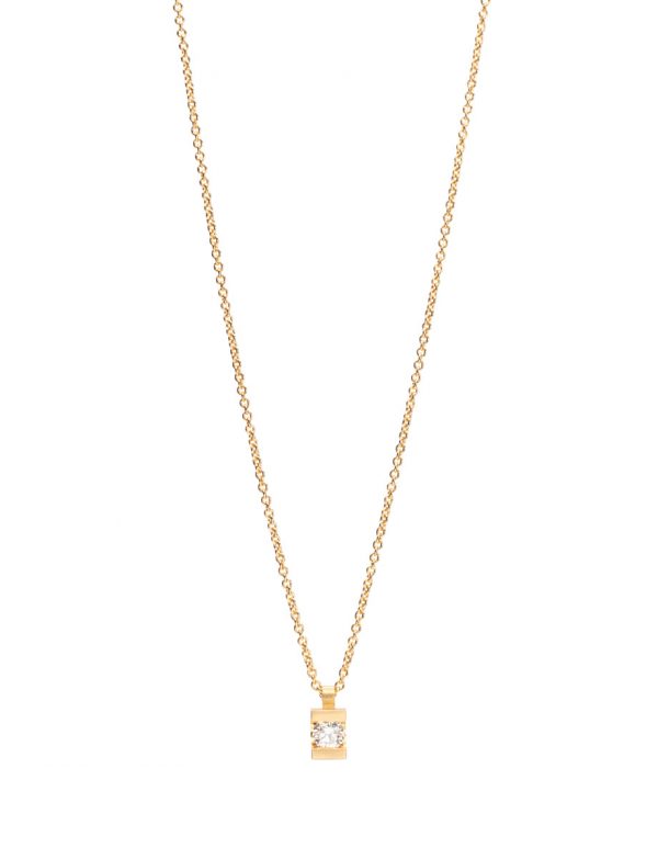 Curve Pendant Necklace – Gold & Diamond