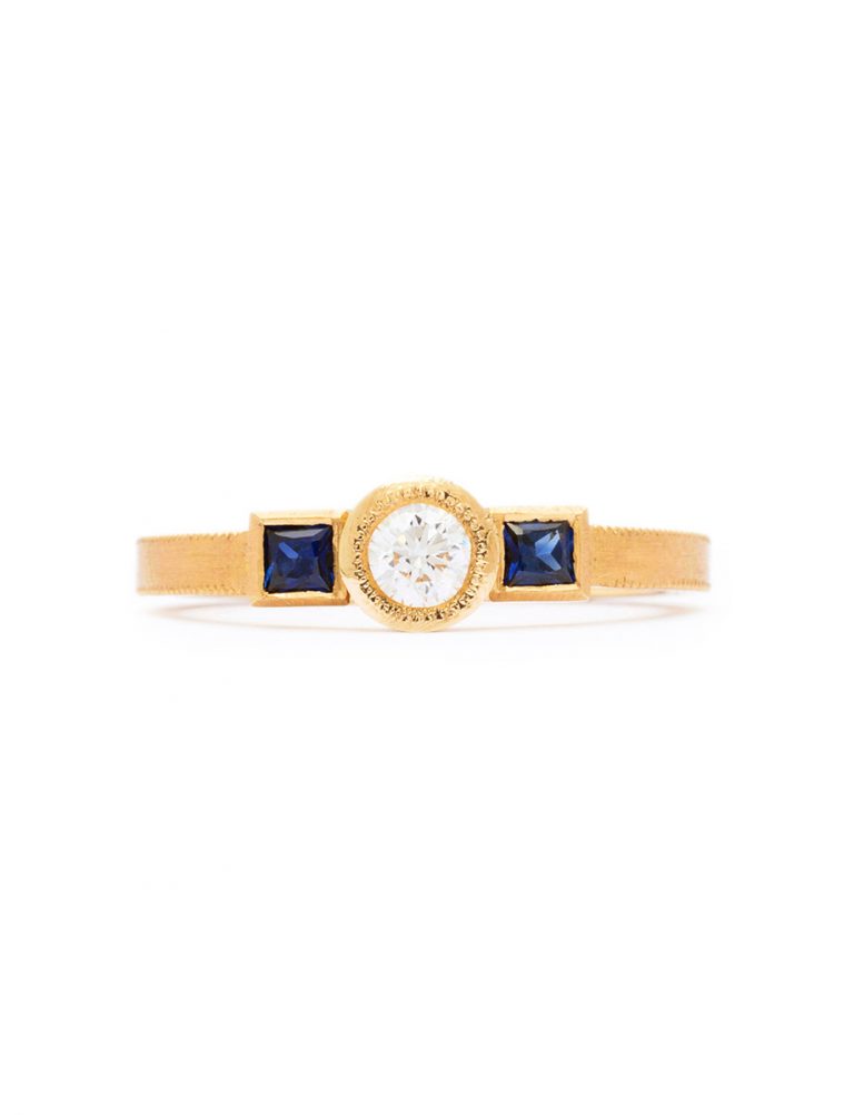 Atrium Ring – Yellow Gold, Diamond and Sapphire