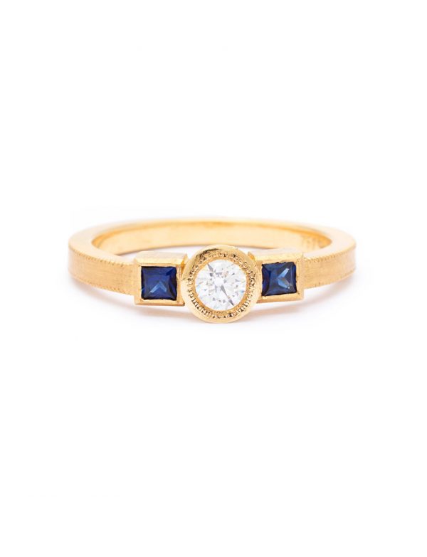 Atrium Ring – Yellow Gold, Diamond and Sapphire