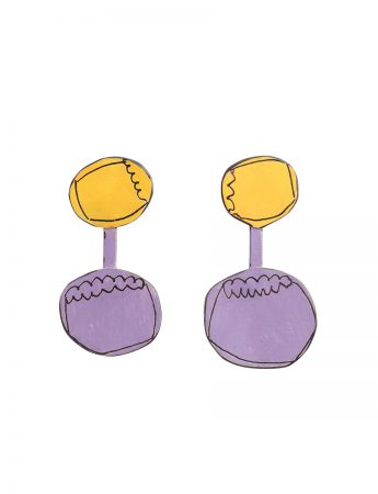 Cutlery Stud Earrings – Purple & Yellow