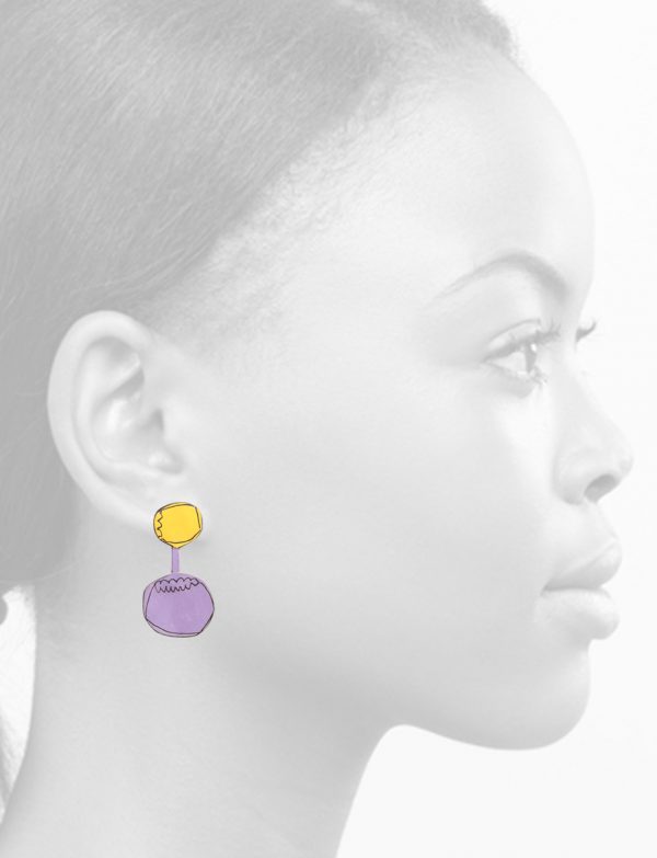 Cutlery Stud Earrings – Purple & Yellow