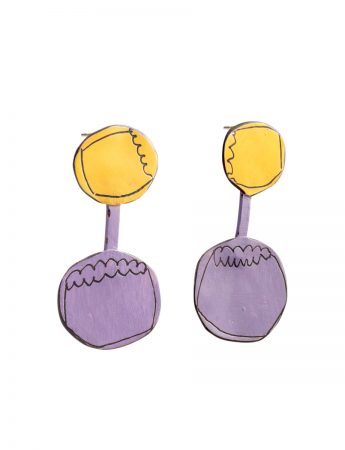 Cutlery Stud Earrings – Purple & Yellow