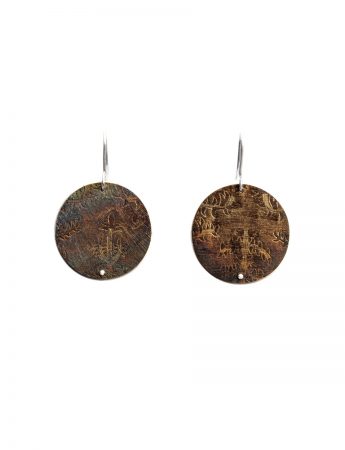 Sunlit Earth Hook Earrings – Embossed Silver & Steel