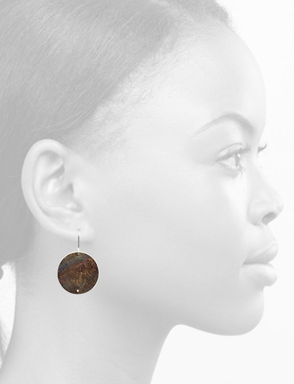 Sunlit Earth Hook Earrings – Embossed Silver & Steel
