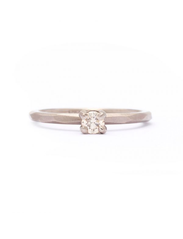 Small Champagne Diamond Ring – White Gold
