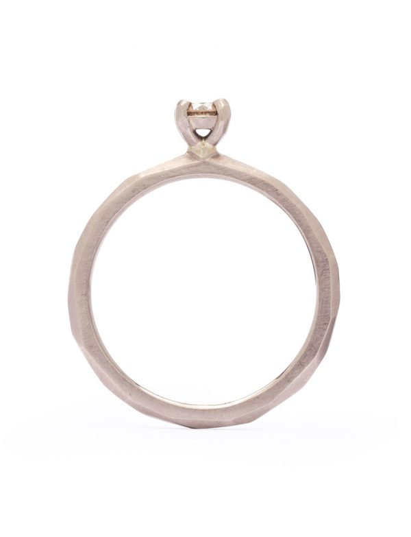Small Champagne Diamond Ring – White Gold