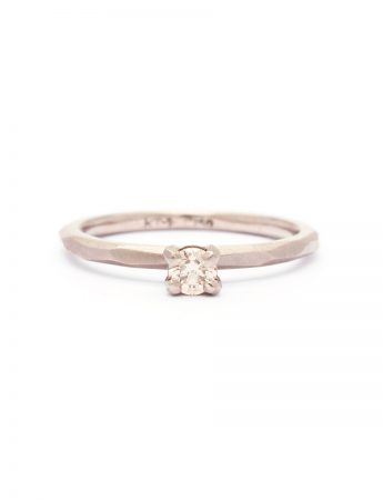 Small Champagne Diamond Ring – White Gold