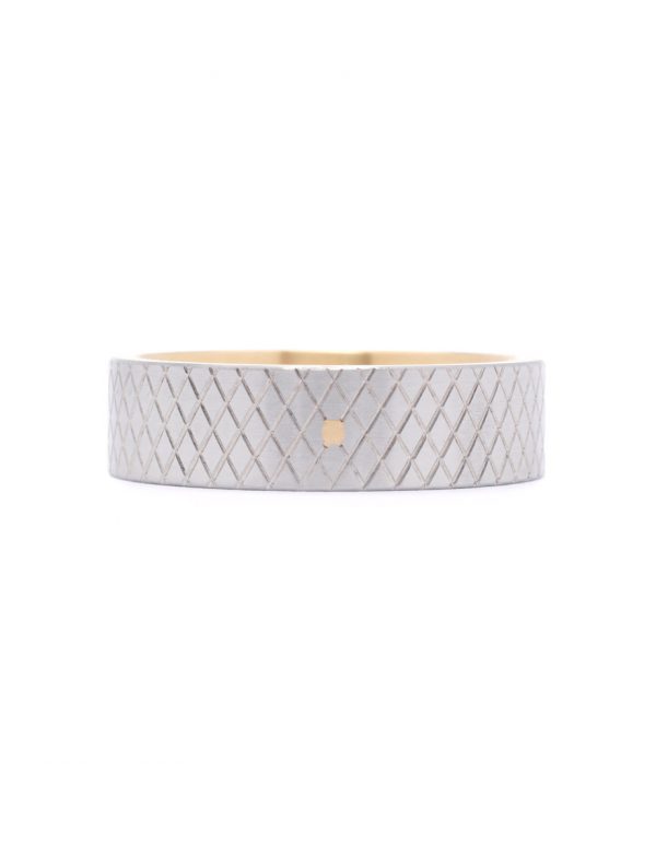 Diamond-Cut Sleeved Ring – Yellow Gold & Stainless Steel